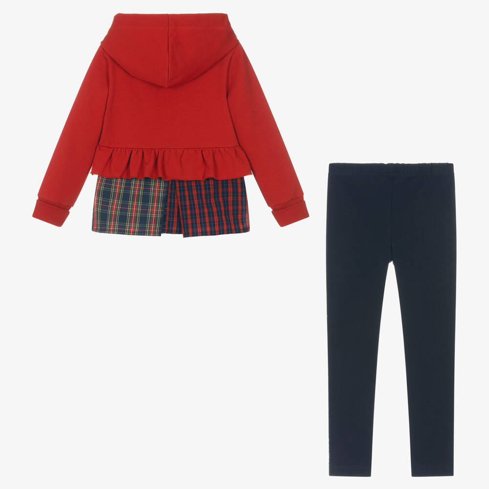 Lapin House-Girls Red & Navy Blue Check Leggings Set | Childrensalon Outlet