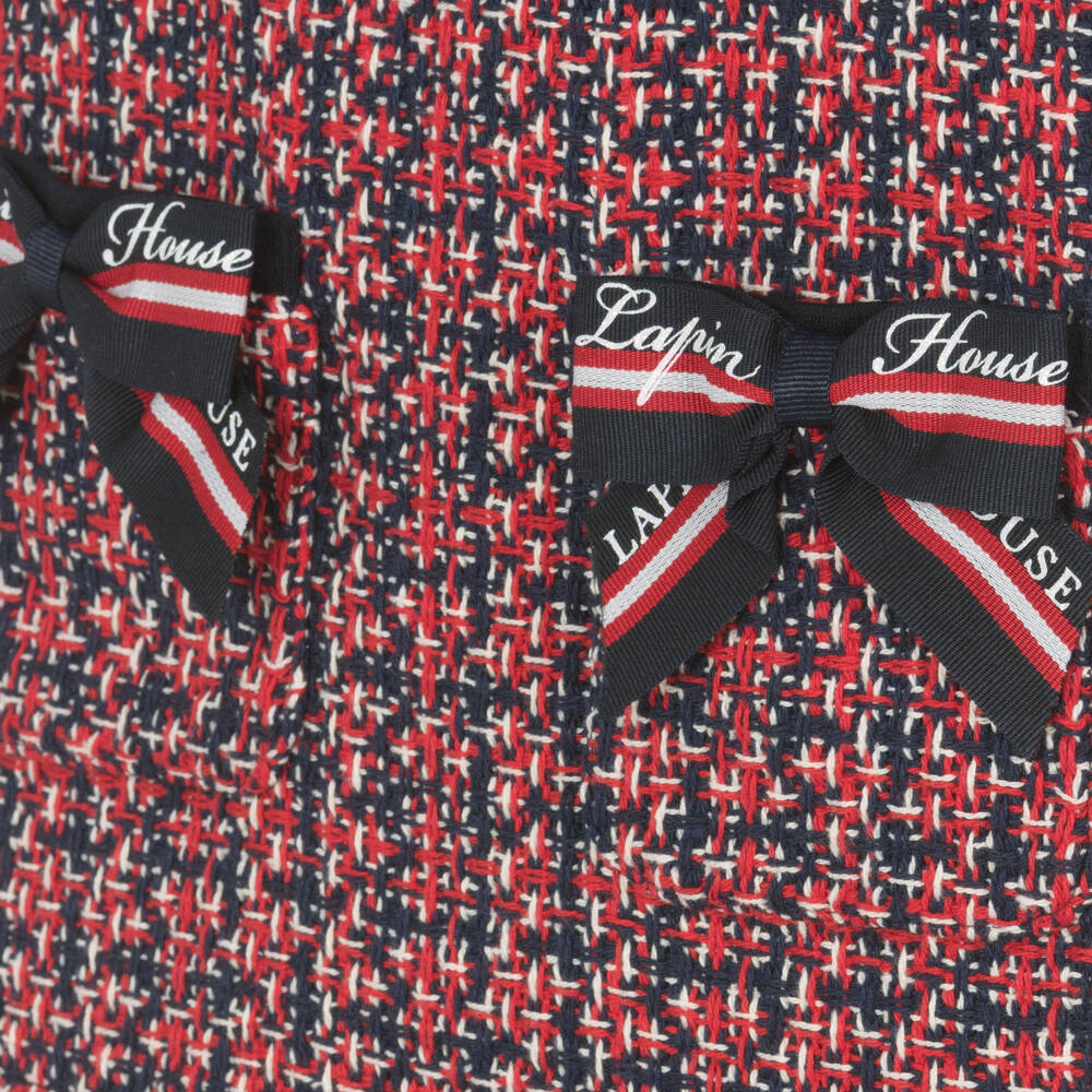 Lapin House-Красно-синее платье из хлопка с бантиками | Childrensalon Outlet