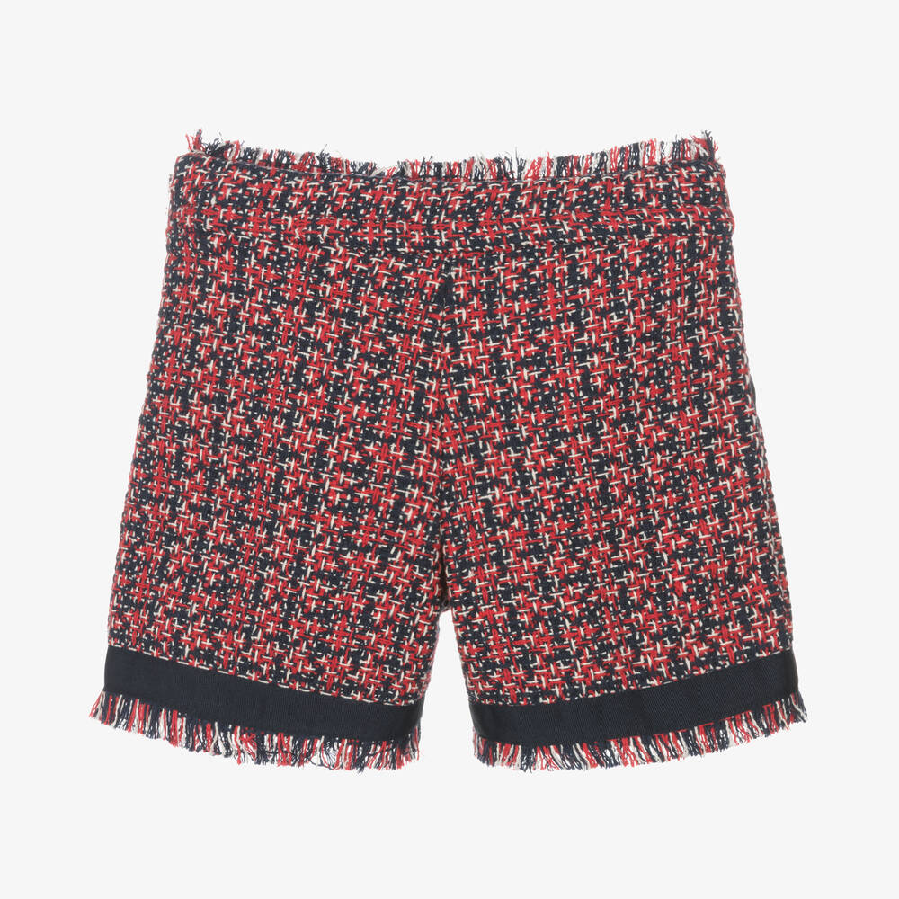 Lapin House-شورت قطن تويد لون أحمر وكحلي للبنات | Childrensalon Outlet