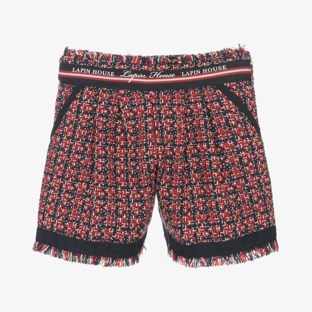 Lapin House - Short rouge et bleu marine en tweed | Childrensalon