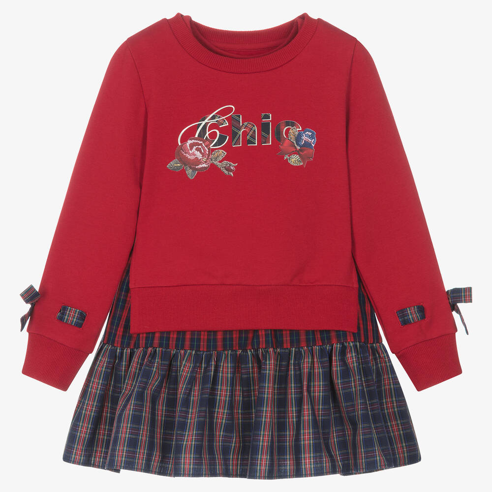Lapin House - Girls Red Tartan 2 Piece Dress | Childrensalon