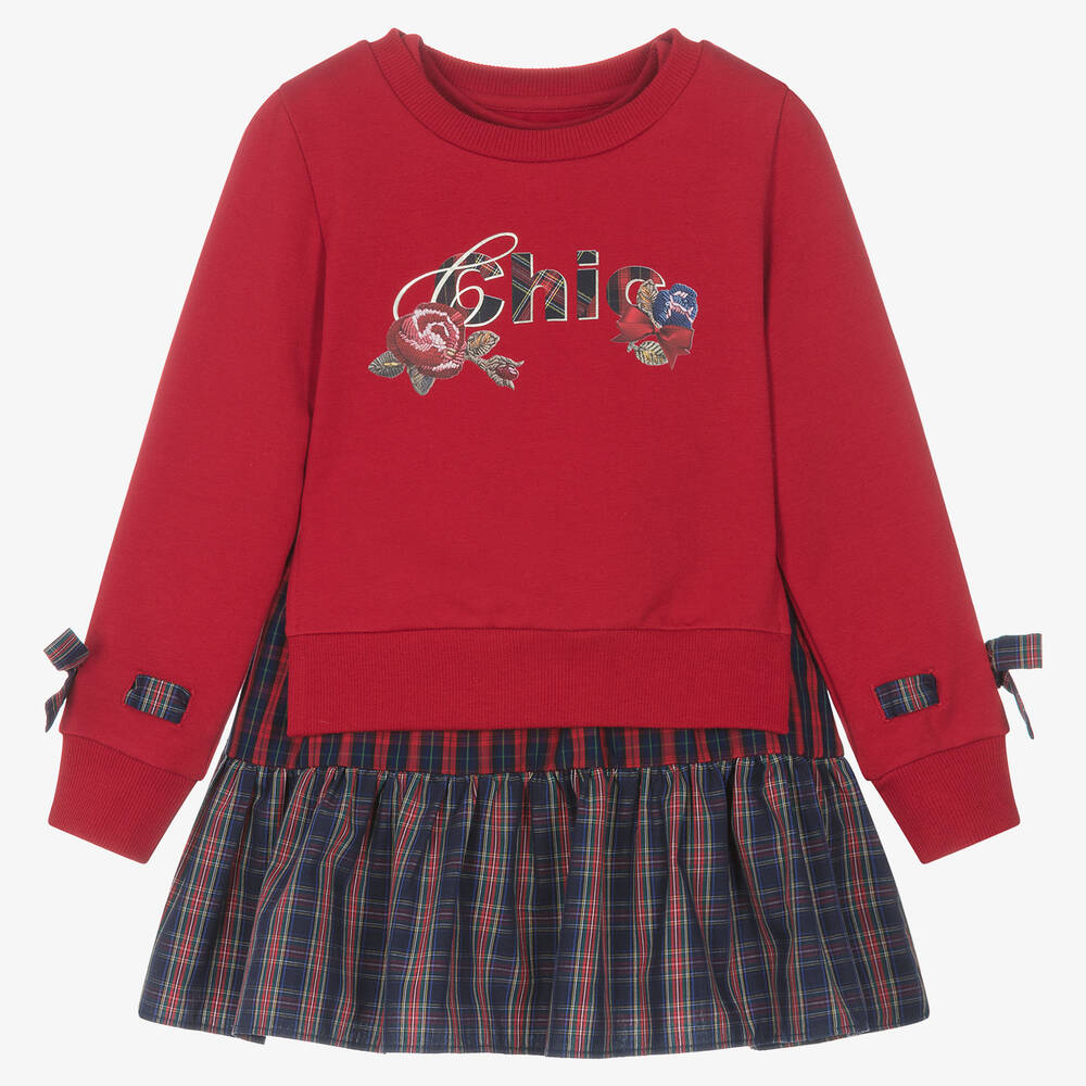 Lapin House-Girls Red Tartan 2 Piece Dress | Childrensalon Outlet