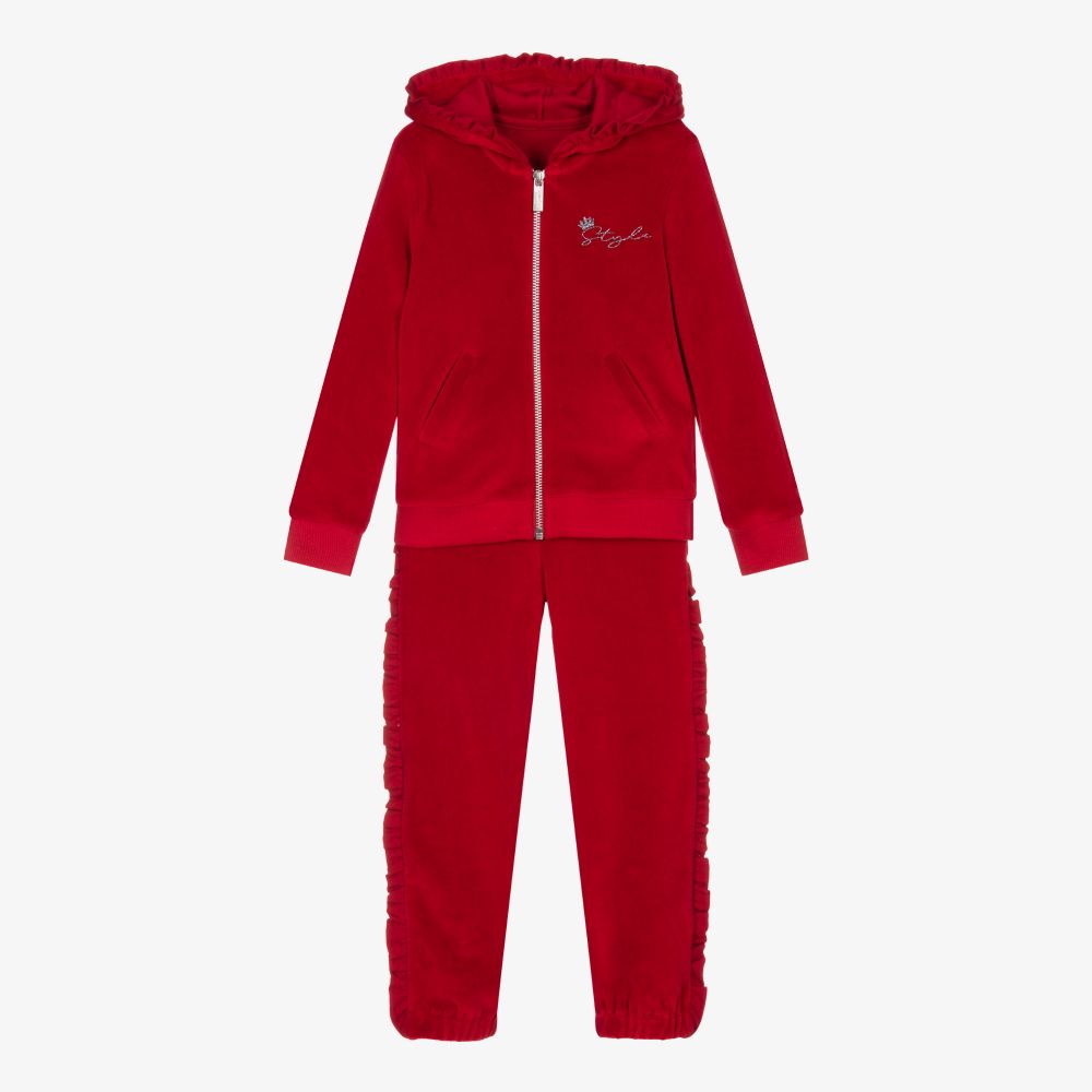 Lapin House - Красный велюровый спортивный костюм для девочек | Childrensalon