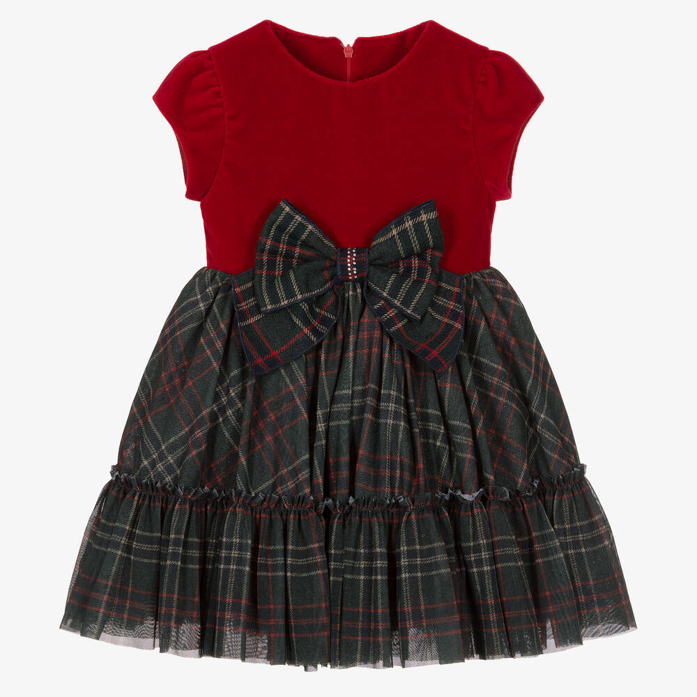 Lapin House - Красное платье из бархата и тюля для девочек | Childrensalon