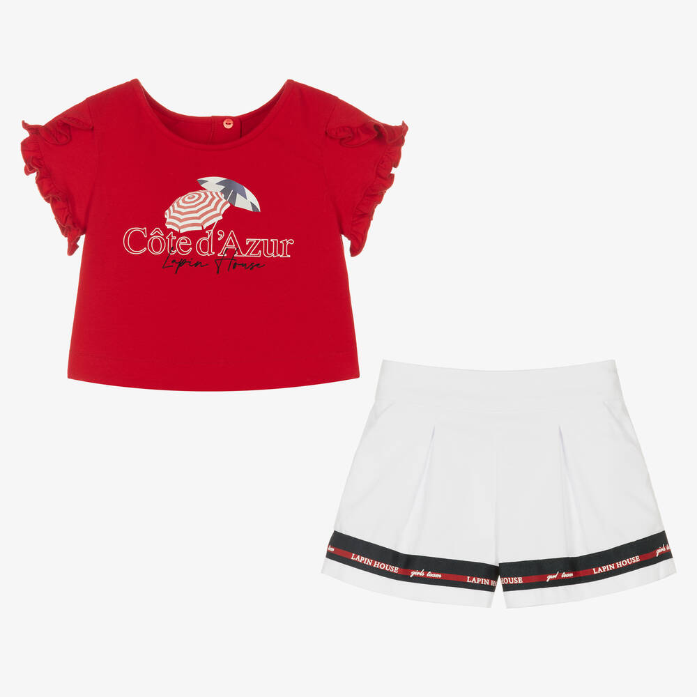 Lapin House-Красный топ и белые шорты из хлопка | Childrensalon Outlet