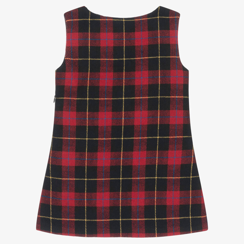 Lapin House-Girls Red Wool Tartan Pinafore Dress | Childrensalon Outlet