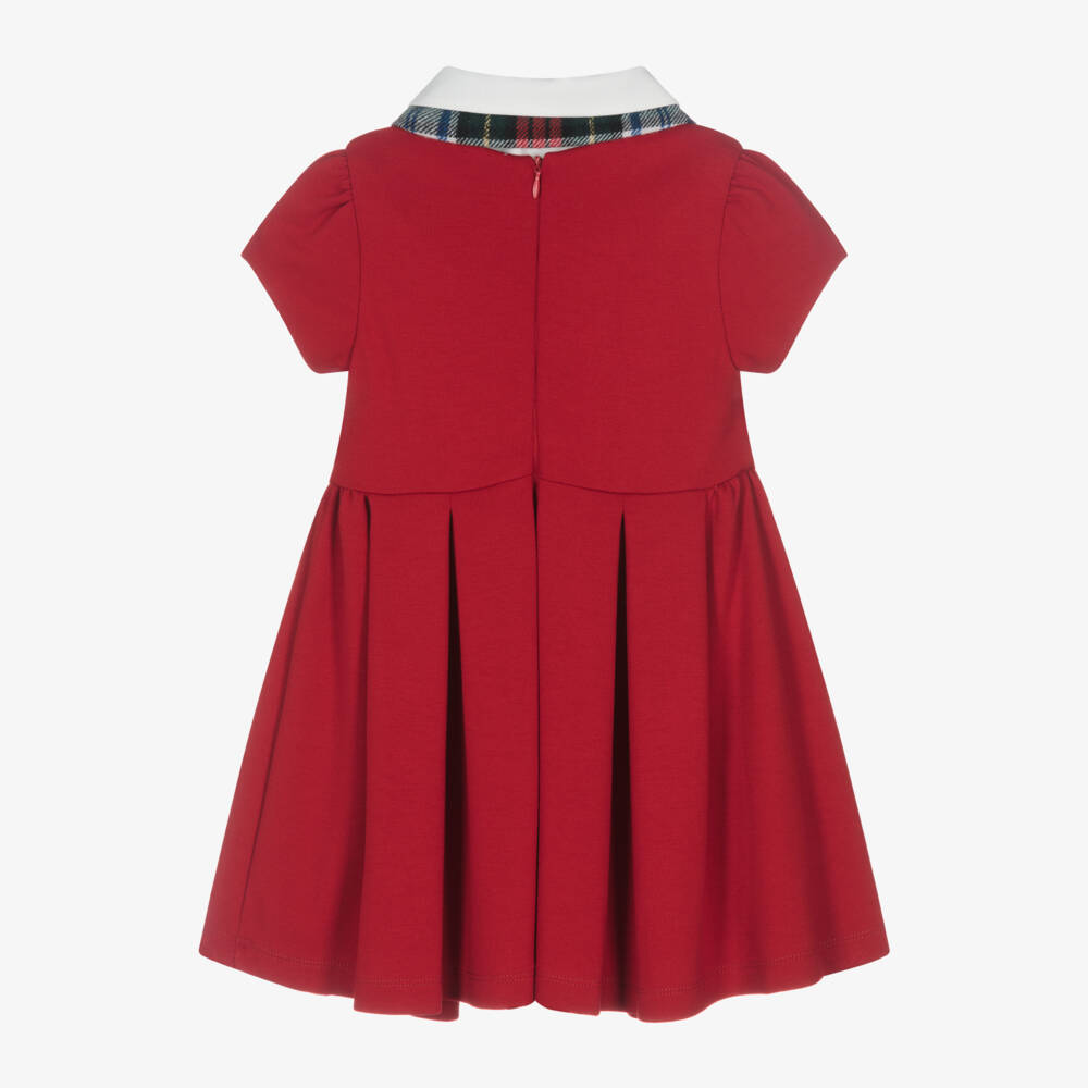 Lapin House-فستان بفيونكة تارتان ميلانو جيرسي لون أحمر | Childrensalon Outlet
