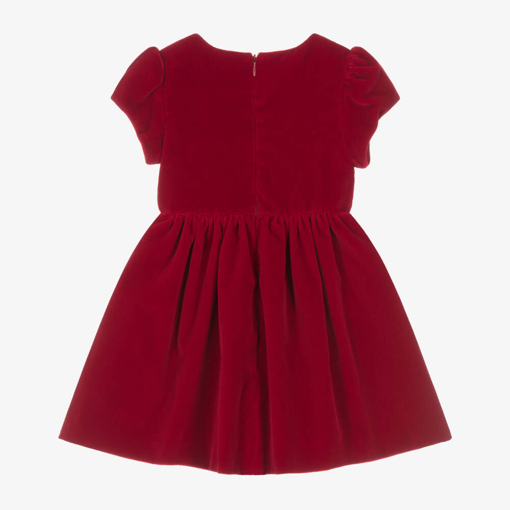 Lapin House-Girls Scarlet Velvet Plaid Bow Dress | Childrensalon Outlet