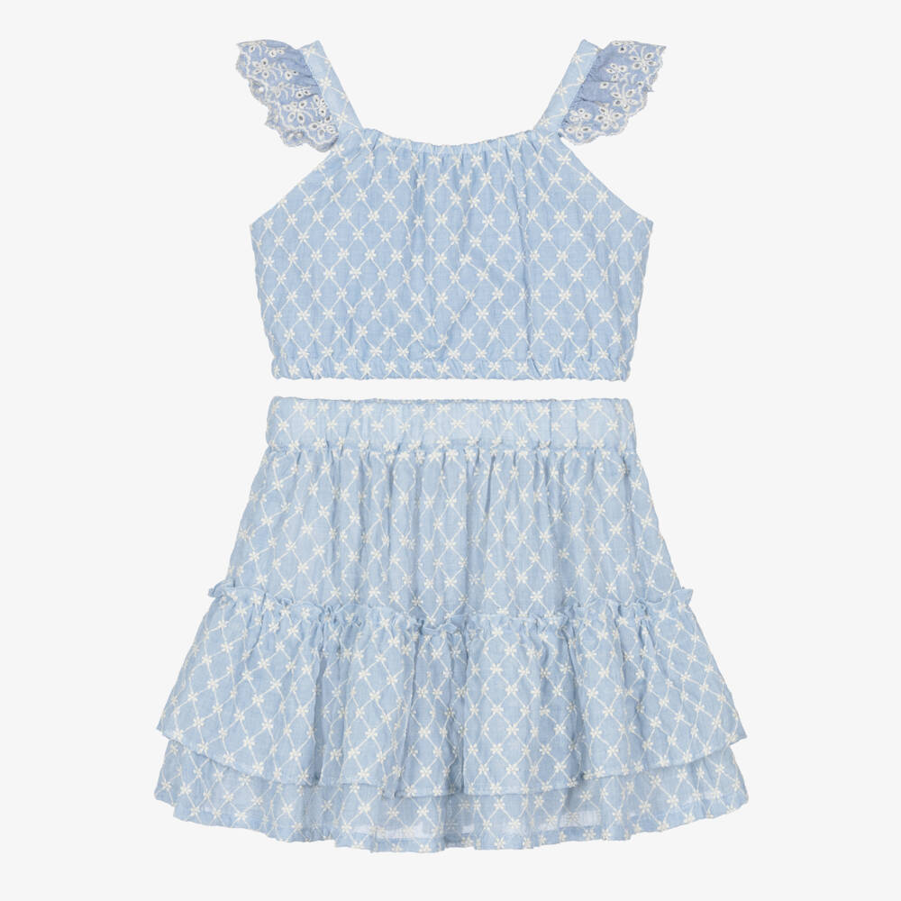 Lapin House-Небесно-голубой цветочный ансамбль юбка для девочек | Childrensalon Outlet