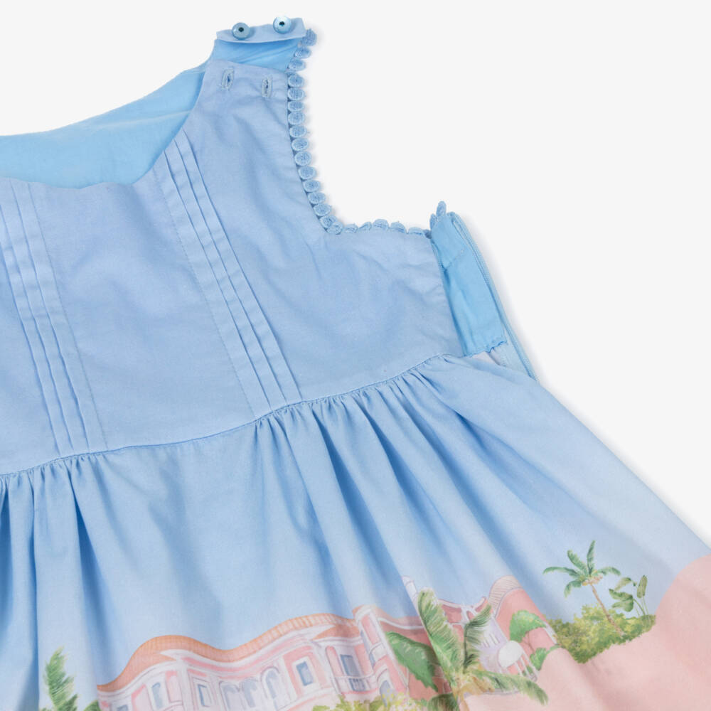 Lapin House-Girls Sky Blue Poplin Mansion Dress | Childrensalon Outlet