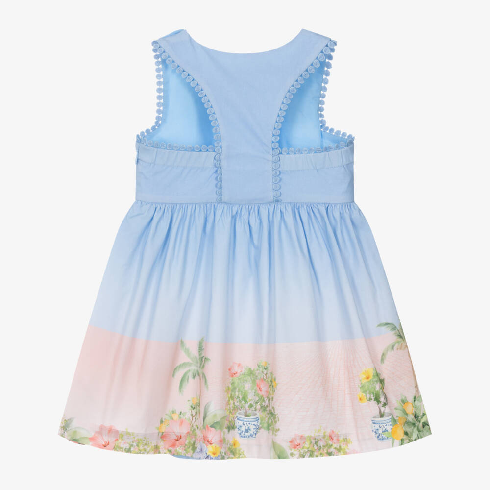 Lapin House-Girls Sky Blue Poplin Mansion Dress | Childrensalon Outlet