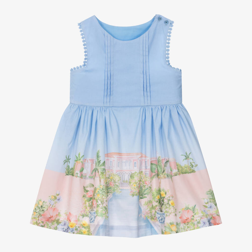 Lapin House-فستان قصر بوبلين أزرق سماوي للبنات | Childrensalon Outlet