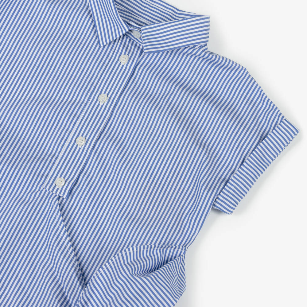 Lapin House-Мягкая голубая полосатая поплиновая блузка для девочек | Childrensalon Outlet