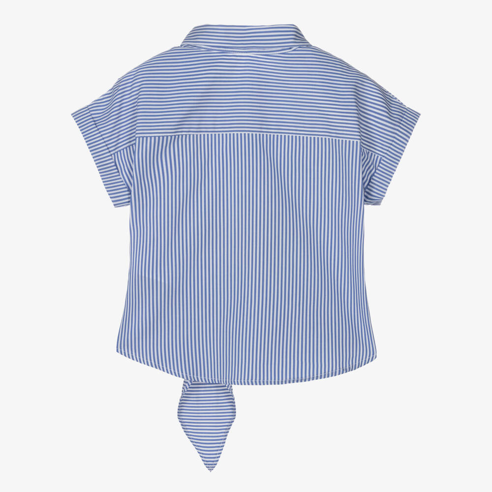 Lapin House-Мягкая голубая полосатая поплиновая блузка для девочек | Childrensalon Outlet