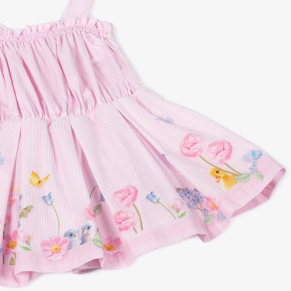 Lapin House-Girls Soft Pink Vertical Stripe Romper | Childrensalon Outlet