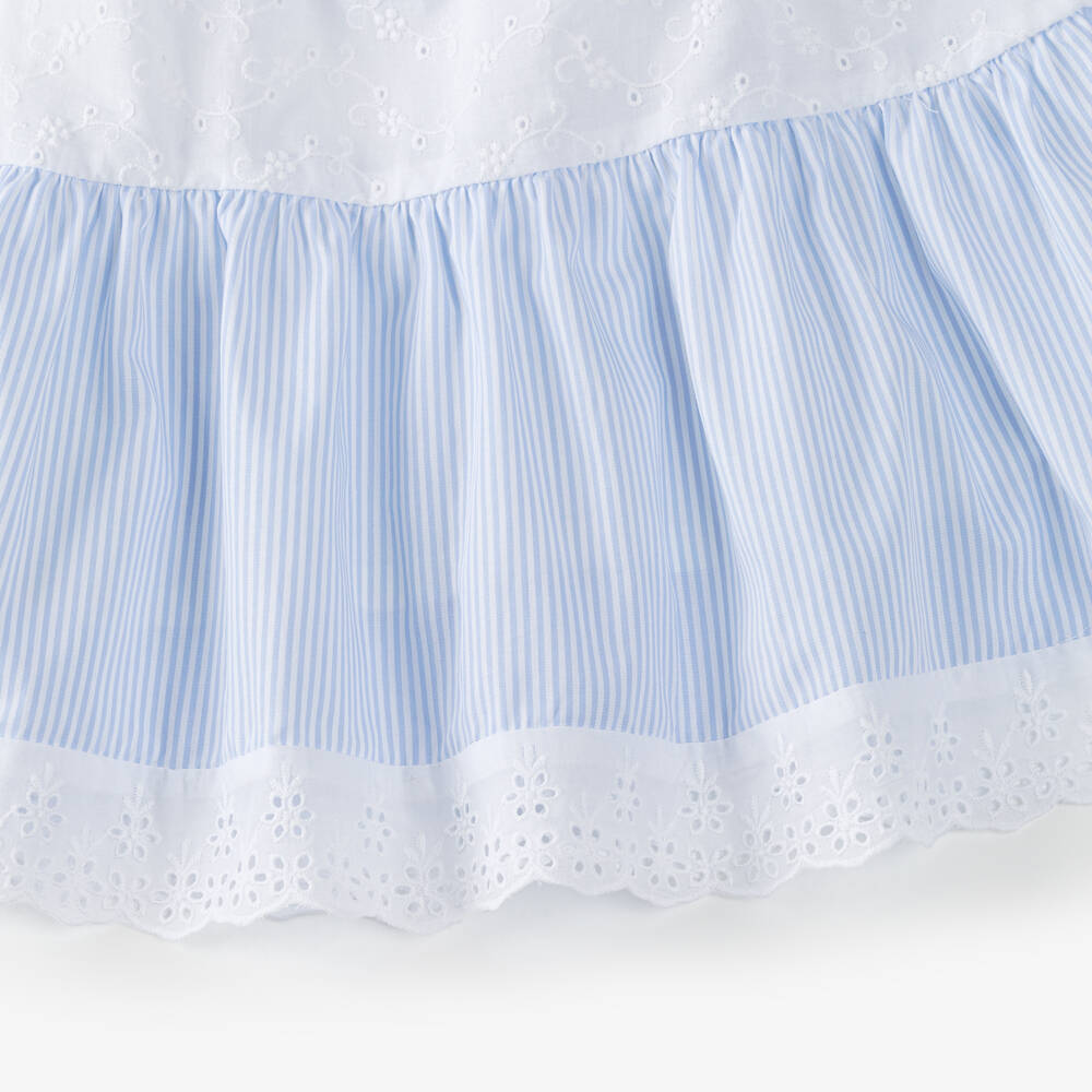 Lapin House-Girls Striped Blue Cotton Frock | Childrensalon Outlet