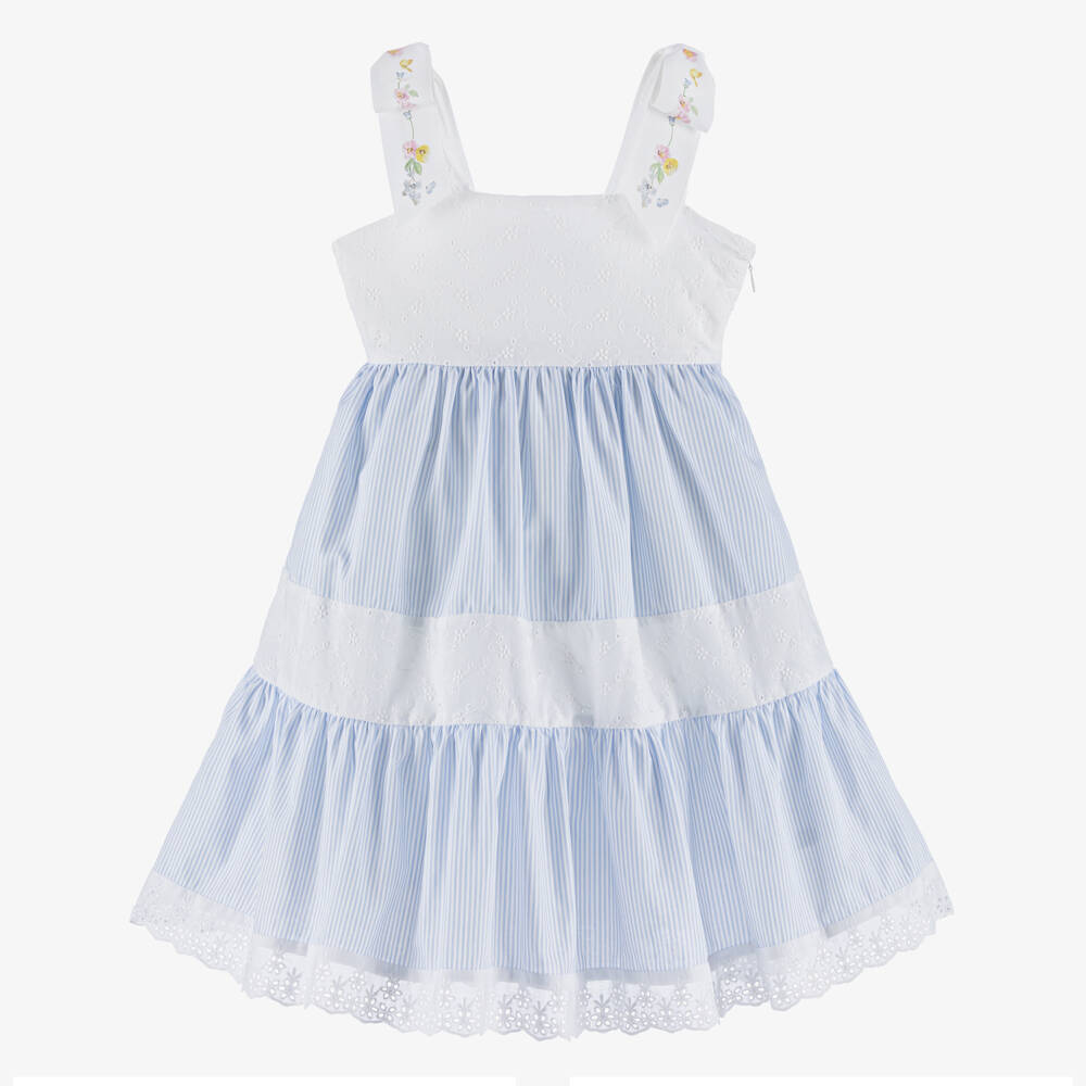 Lapin House-فستان قطني مخطط أزرق للبنات | Childrensalon Outlet