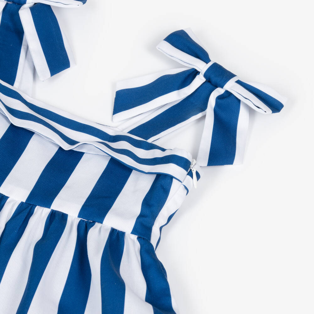 Lapin House-Girls Striped Cotton Dress with Ribbon | Childrensalon Outlet