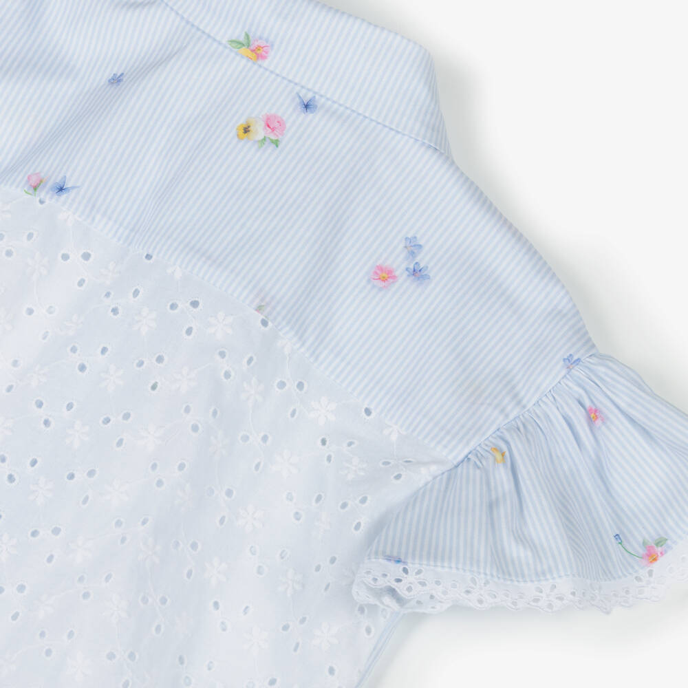 Lapin House-بلوزة قطنية مخططة للفتيات بلون السماء | Childrensalon Outlet