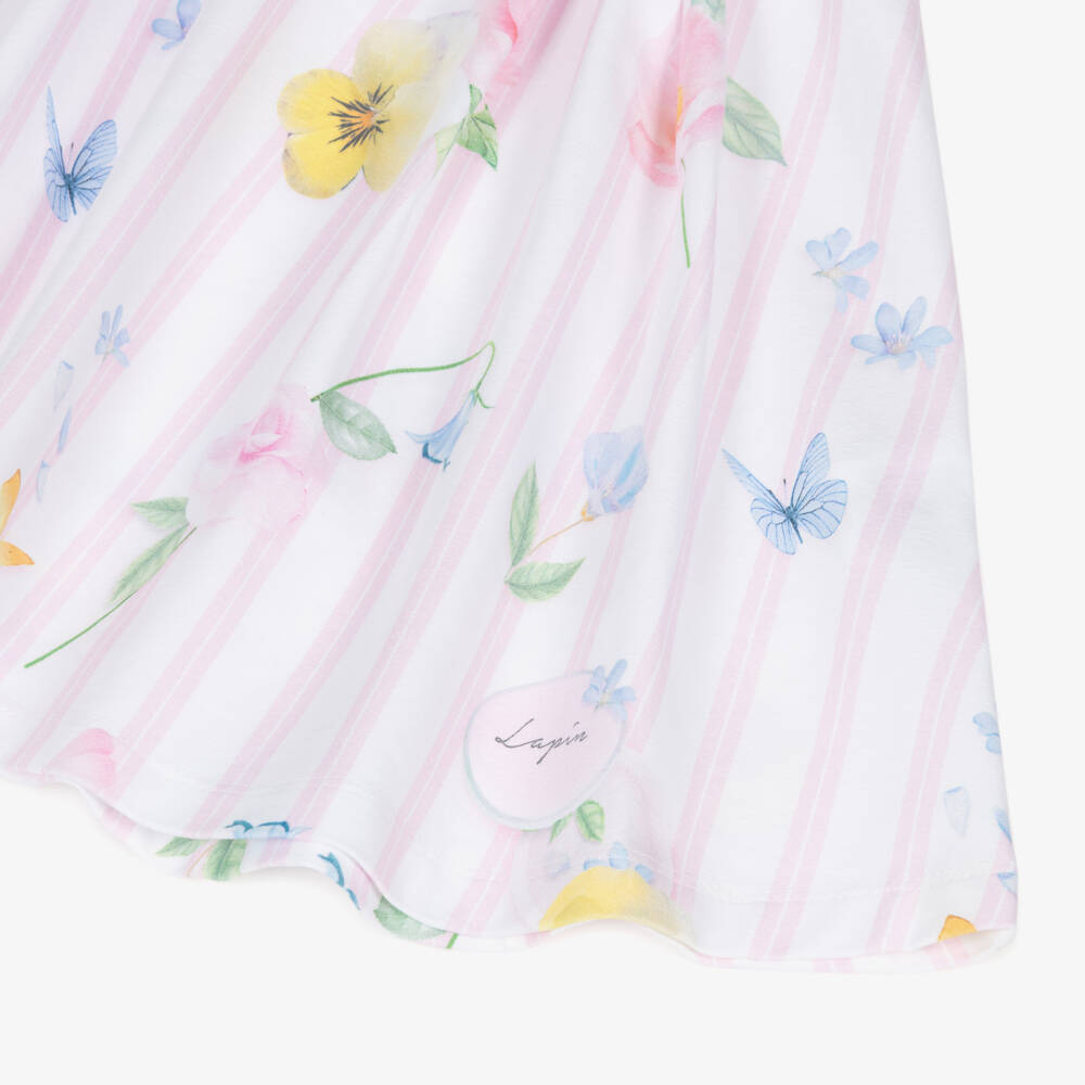 Lapin House-Girls Striped Pink & White Cotton Dress | Childrensalon Outlet