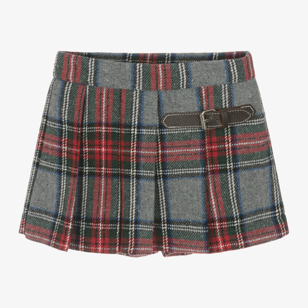 Lapin House-Girls Tartan Grey and Red Skort | Childrensalon Outlet
