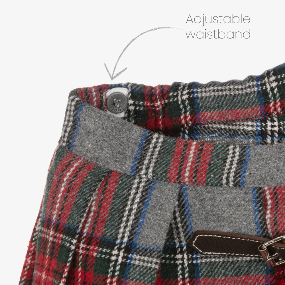 Lapin House-Girls Tartan Grey and Red Skort | Childrensalon Outlet