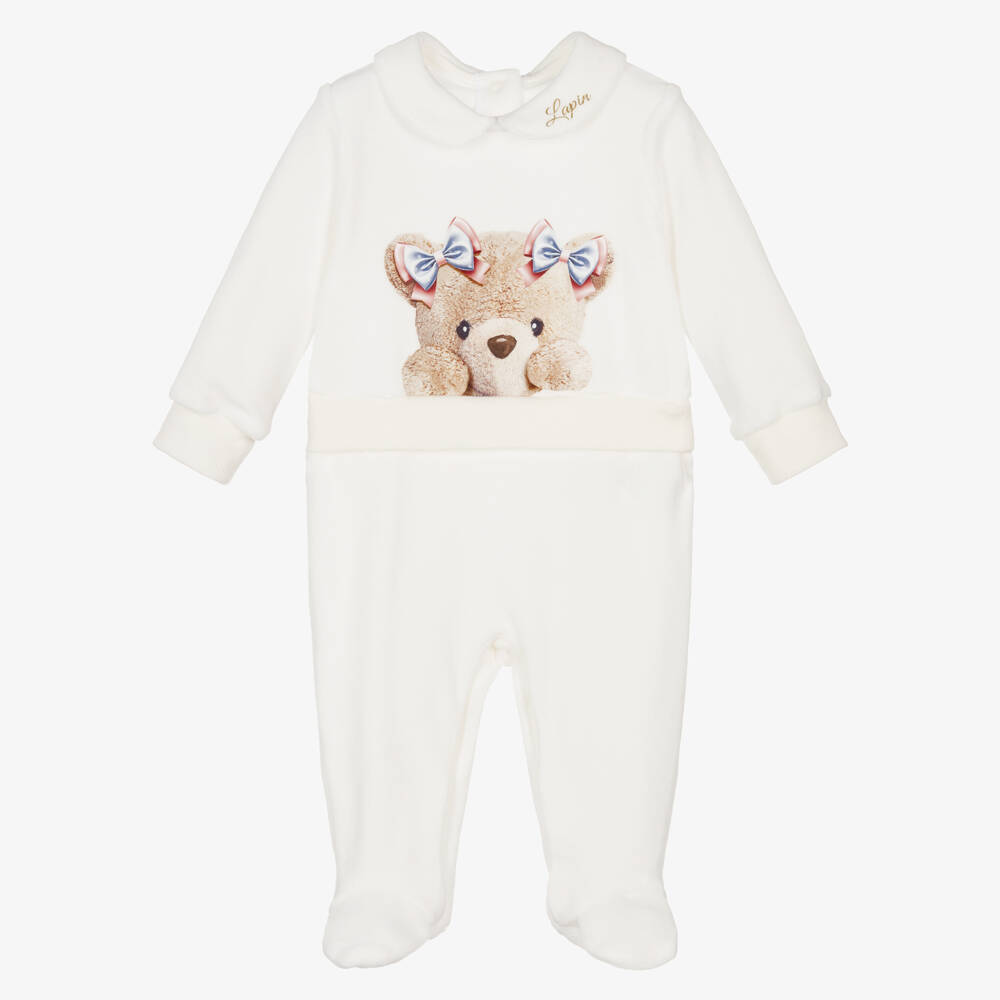 Lapin House-Girls Teddy Velour Babysuit | Childrensalon Outlet