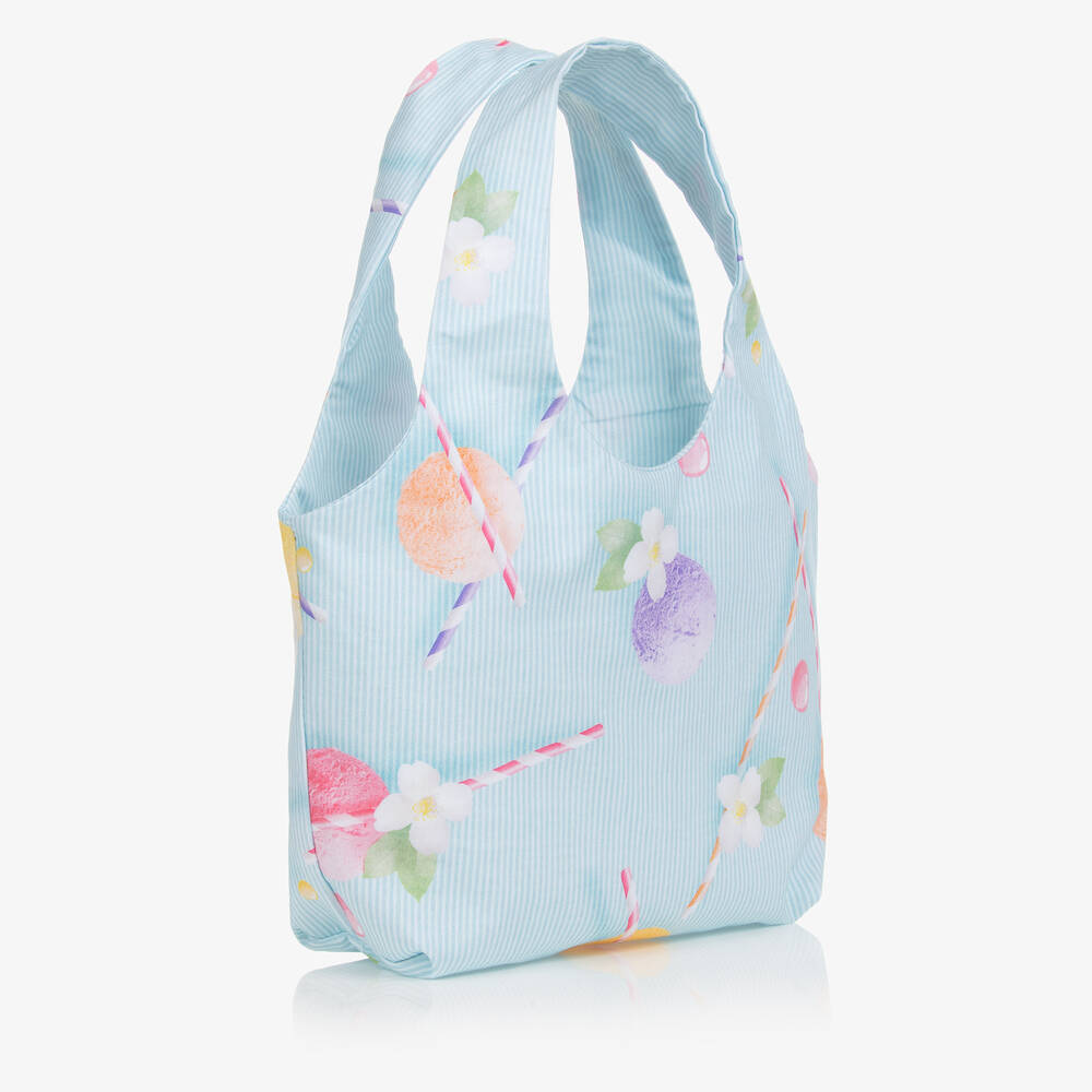 Lapin House-Girls Turquoise Blue Floral Bag (26cm) | Childrensalon Outlet
