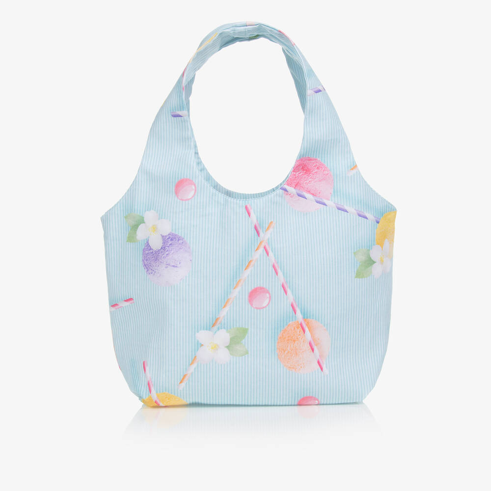 Lapin House-Girls Turquoise Blue Floral Bag (26cm) | Childrensalon Outlet