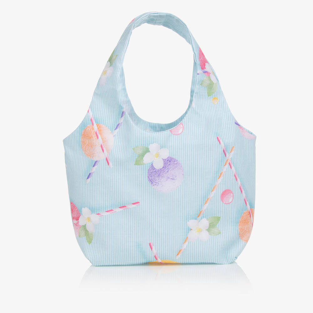 Lapin House - Girls Turquoise Blue Floral Bag (26cm) | Childrensalon