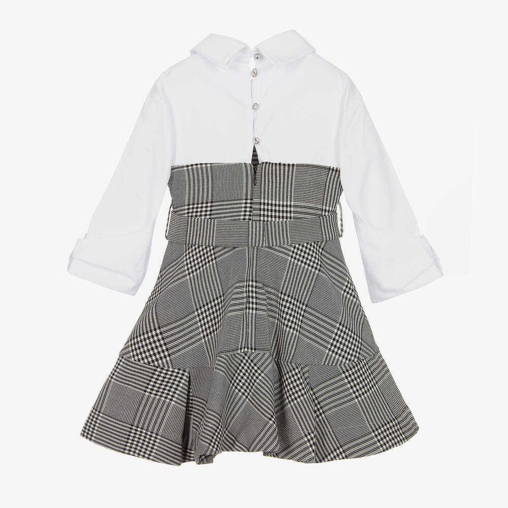 Lapin House-Черно-белое платье-рубашка в клетку | Childrensalon Outlet