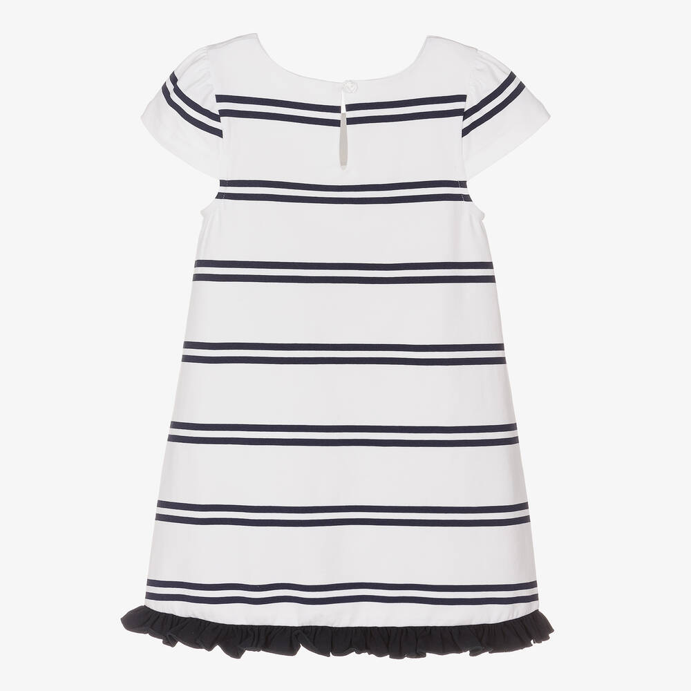 Lapin House-Girls White & Blue Stripe Cotton Dress | Childrensalon Outlet