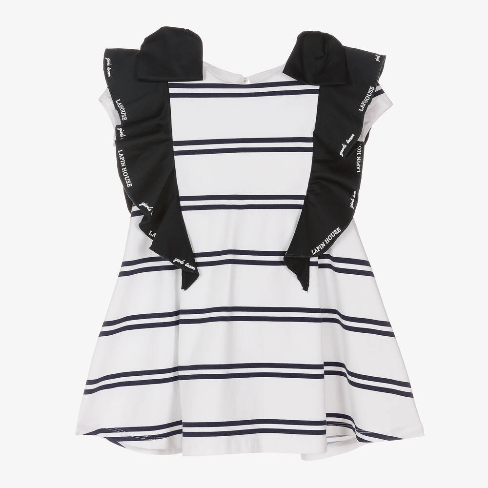 Black and white striped cotton dress outlet