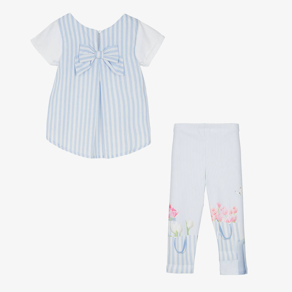 Lapin House-Белая блузка и легинсы в голубую полоску | Childrensalon Outlet