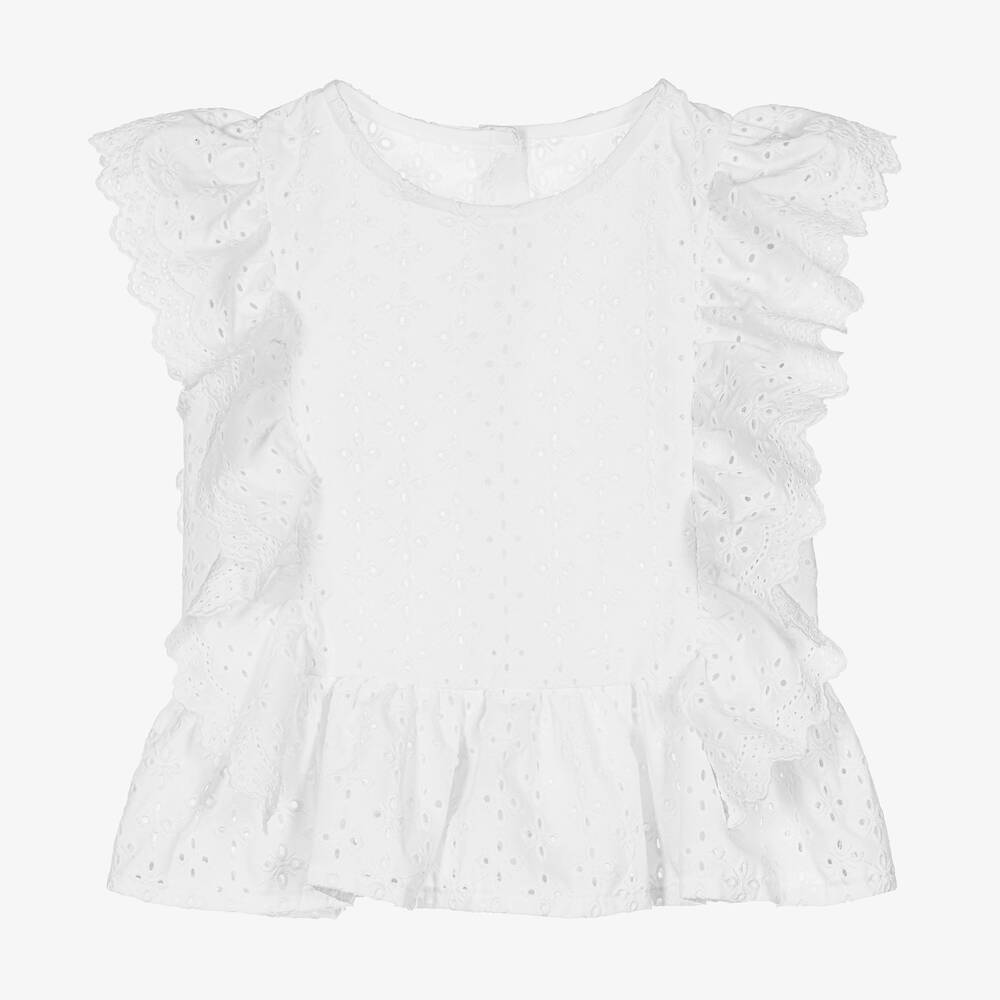 Lapin House-Girls White Broderie Anglaise Blouse | Childrensalon Outlet