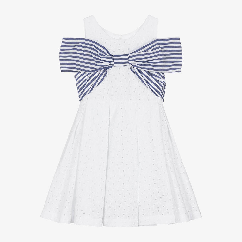 Lapin House-Girls White Broderie Anglaise Dress | Childrensalon Outlet