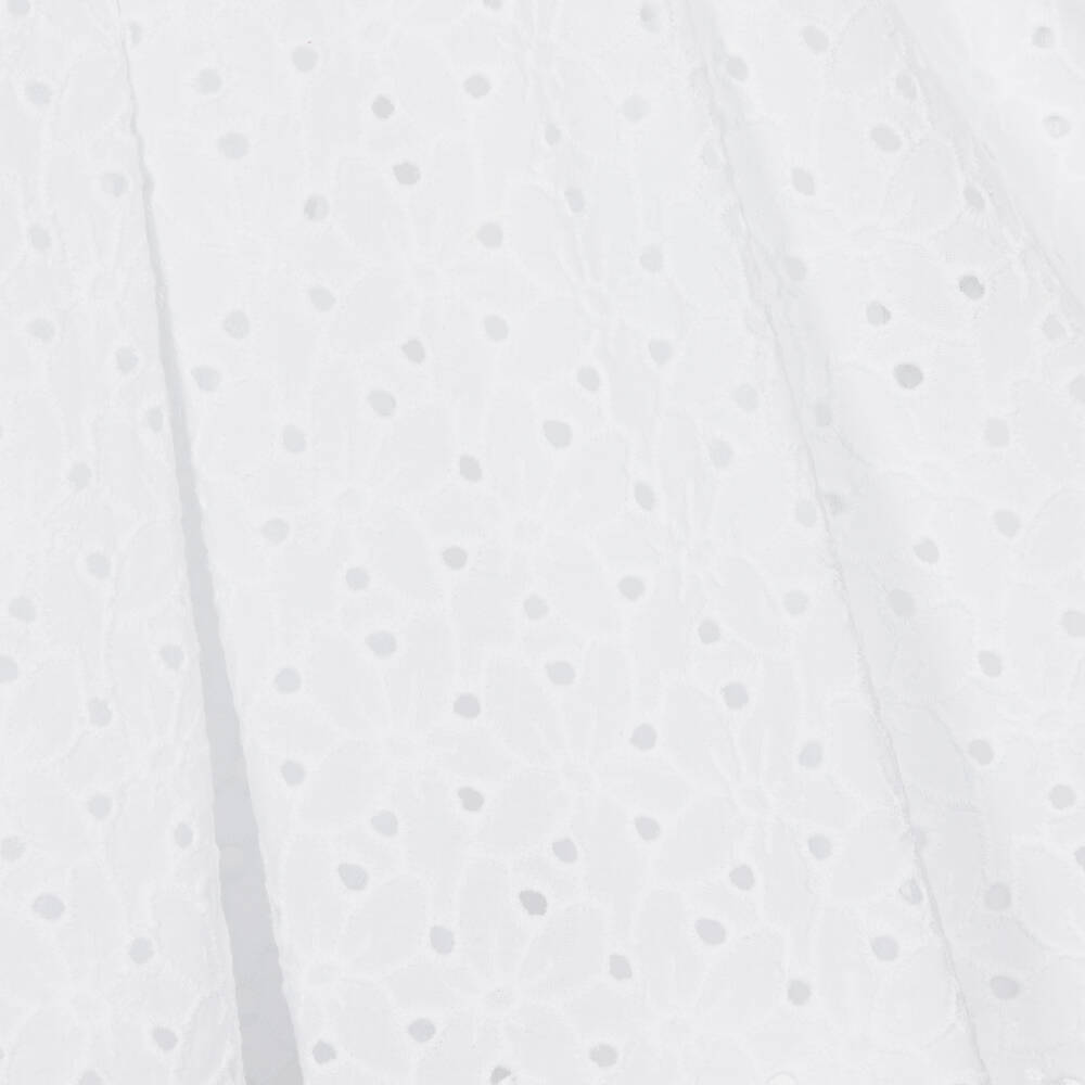 Lapin House-فستان قطن برودوري لون أبيض مزين بفيونكة | Childrensalon Outlet