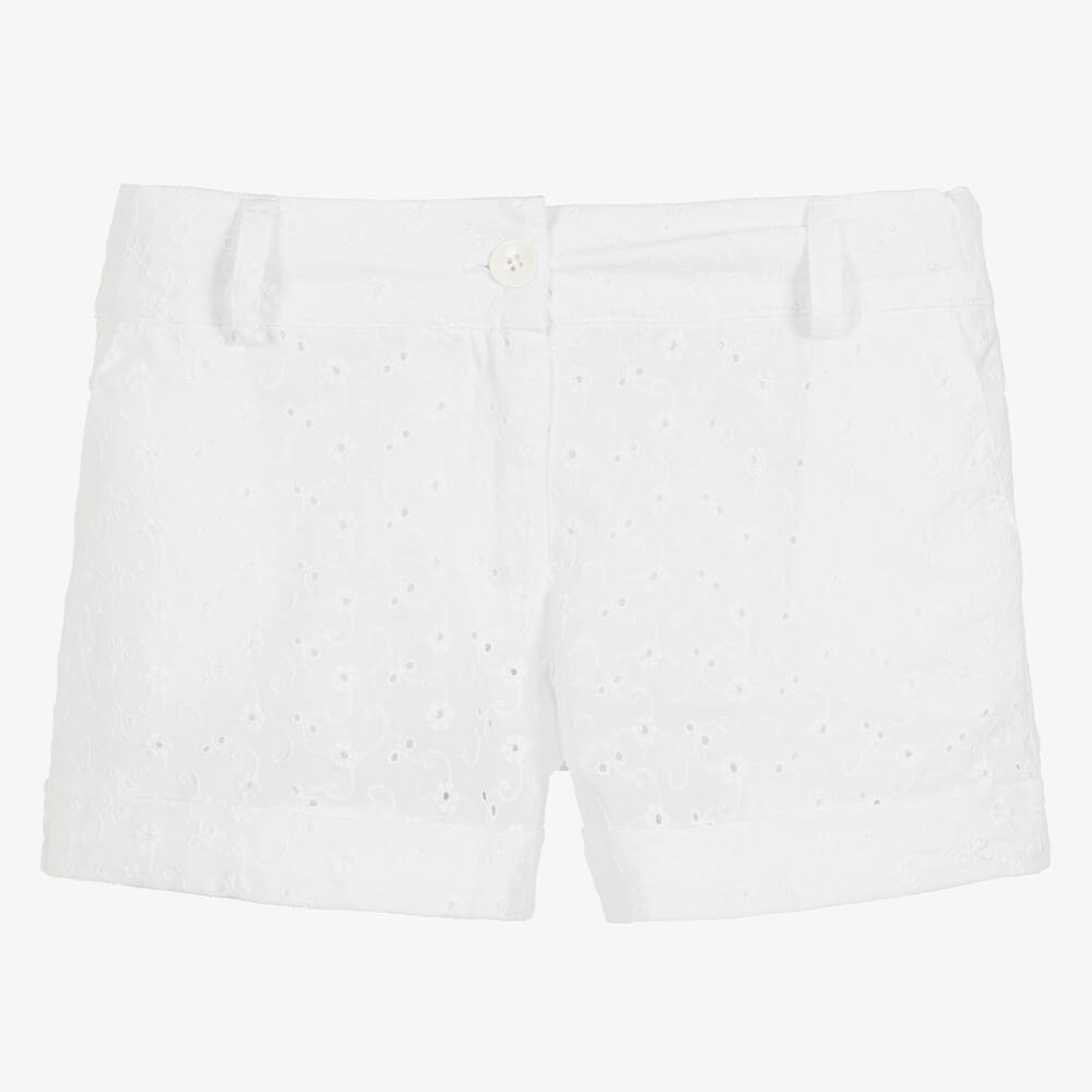 Lapin House-شورت قطن برودوري لون أبيض للبنات | Childrensalon Outlet