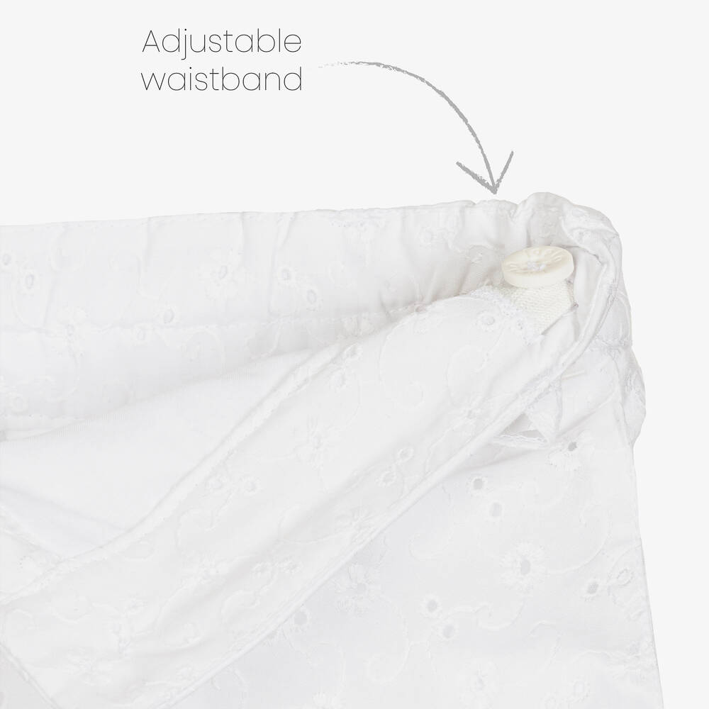 Lapin House-شورت قطن برودوري لون أبيض للبنات | Childrensalon Outlet