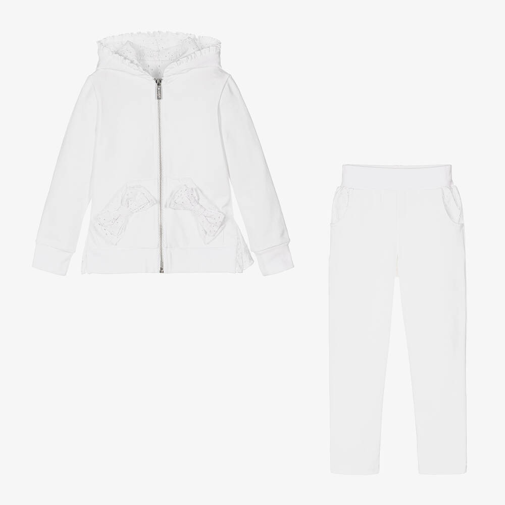 Lapin House-Girls White Broderie Anglaise Tracksuit | Childrensalon Outlet