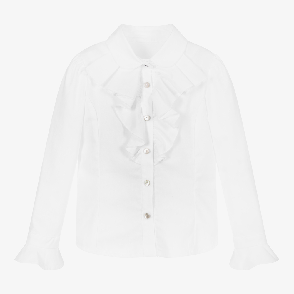 Lapin House - Белая хлопковая блузка для девочек | Childrensalon