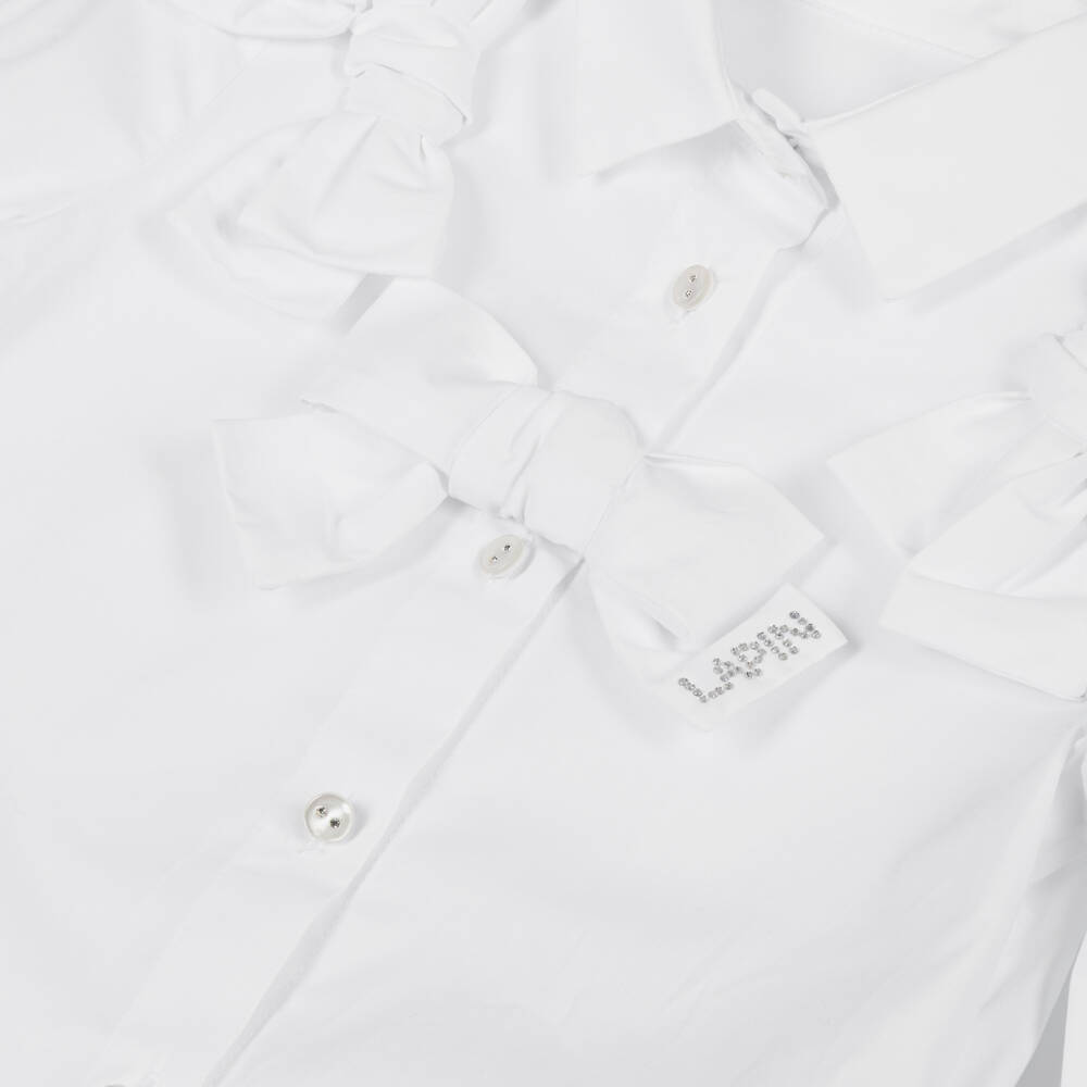 Lapin House-Girls White Cotton Blouse with Bows | Childrensalon Outlet