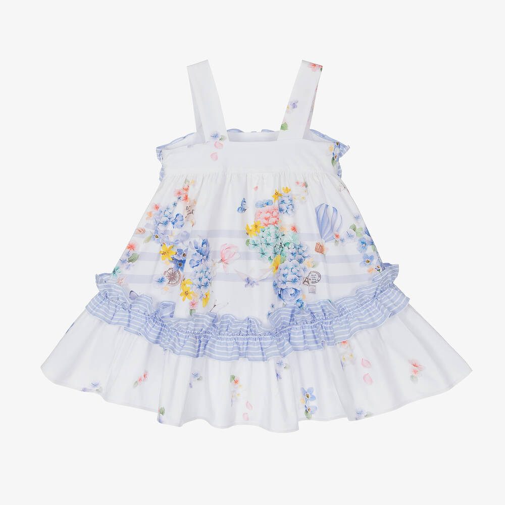 Lapin House-Girls White Cotton Floral Dress | Childrensalon Outlet