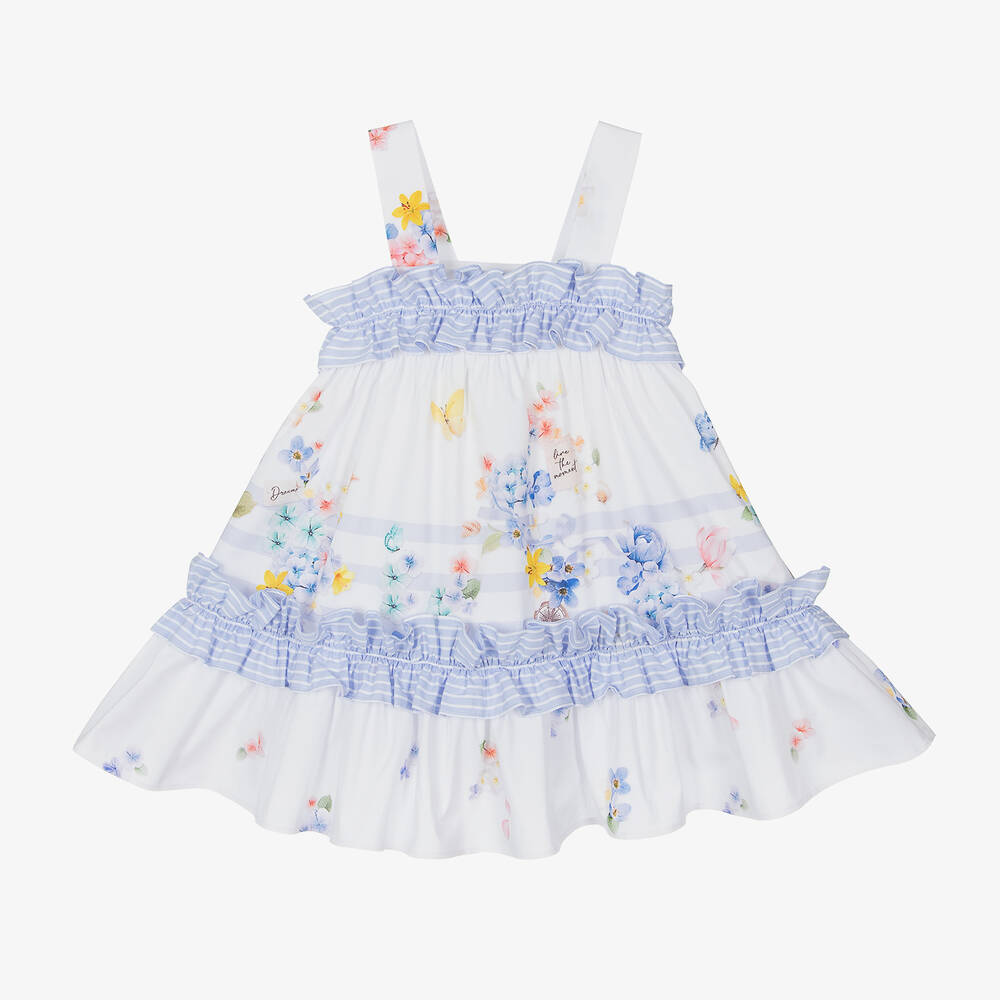 Lapin House-Girls White Cotton Floral Dress | Childrensalon Outlet