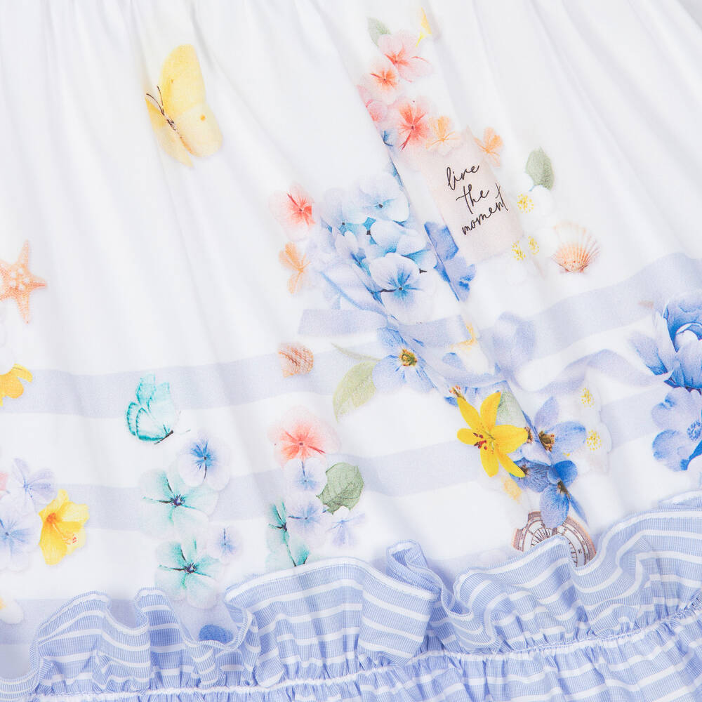 Lapin House-Girls White Cotton Floral Dress | Childrensalon Outlet