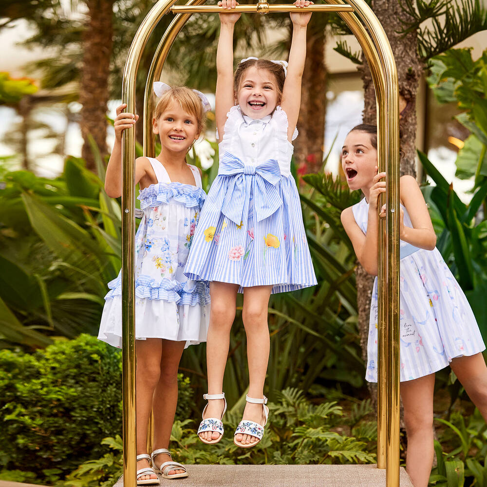 Lapin House Girls White Cotton Floral Dress