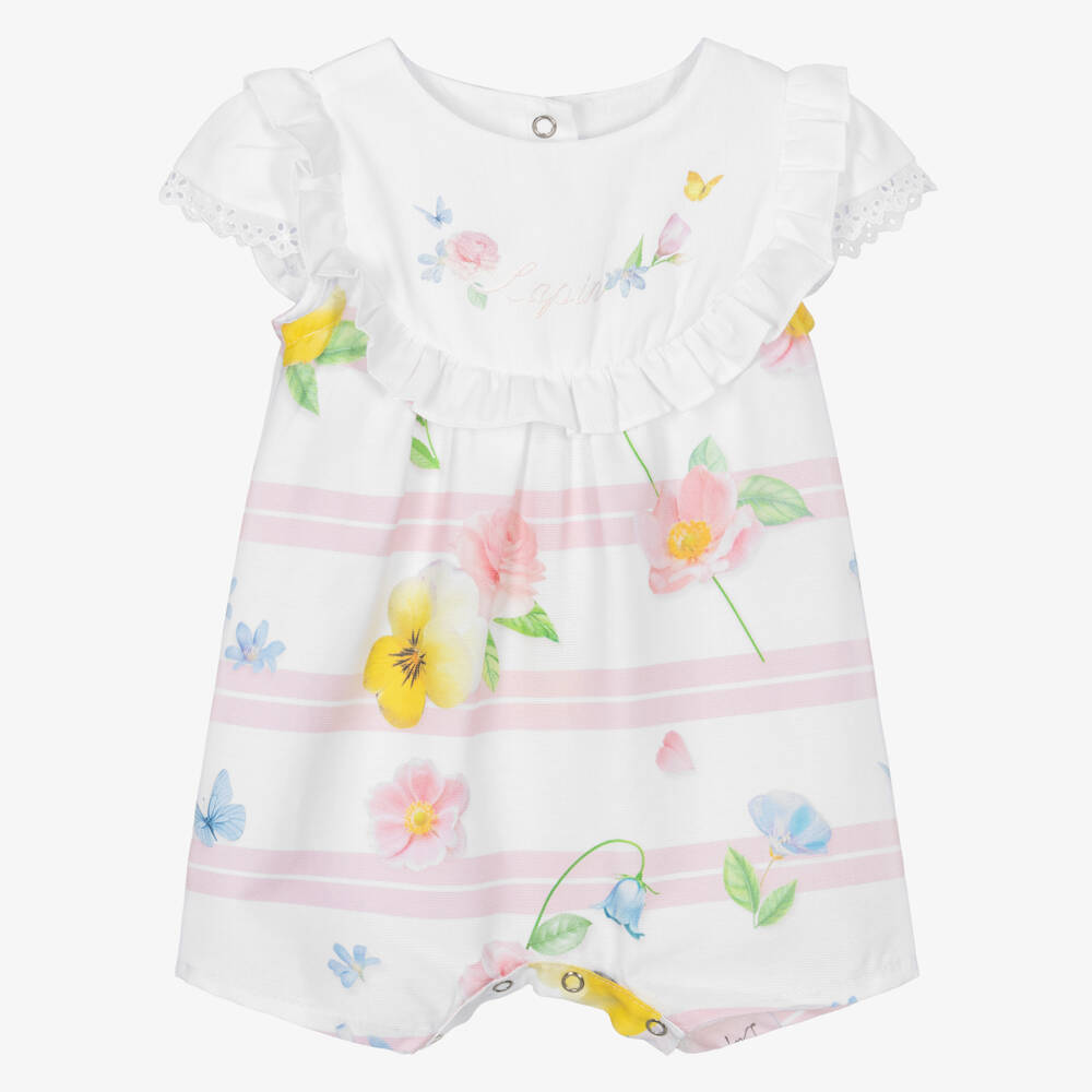 Lapin House-Белый хлопковый ромпер с цветочным узором для девочек | Childrensalon Outlet