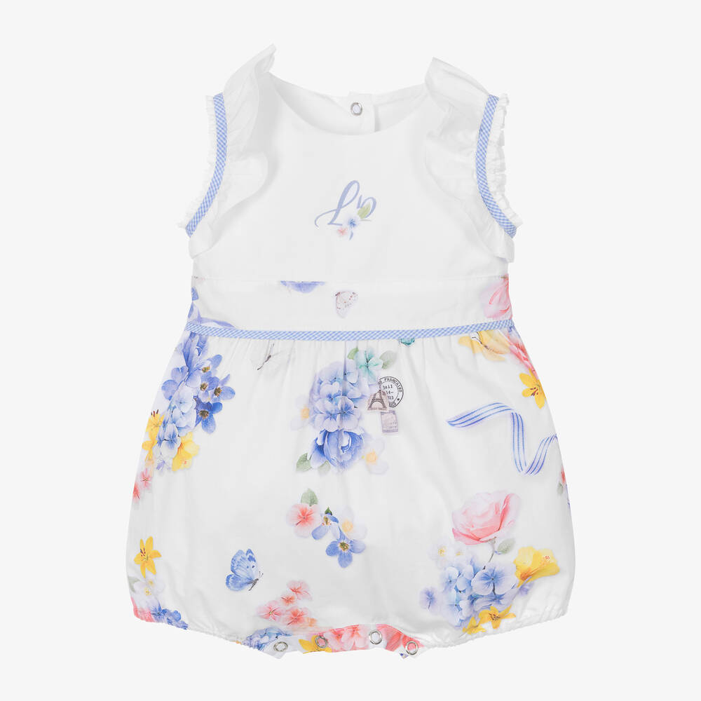 Lapin House-تبّان قطن لون أبيض بطبعة ورود للمولودات | Childrensalon Outlet