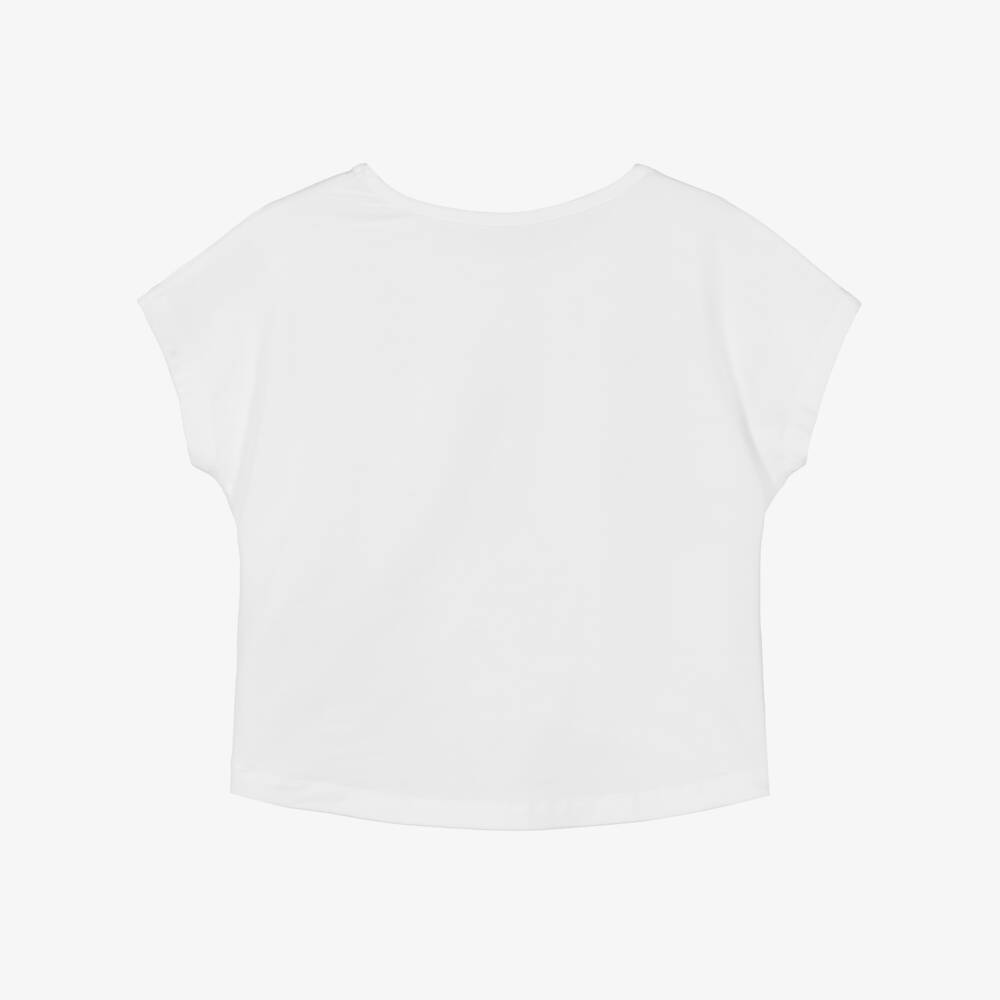 Lapin House-Girls White Cotton Floral T-Shirt | Childrensalon Outlet