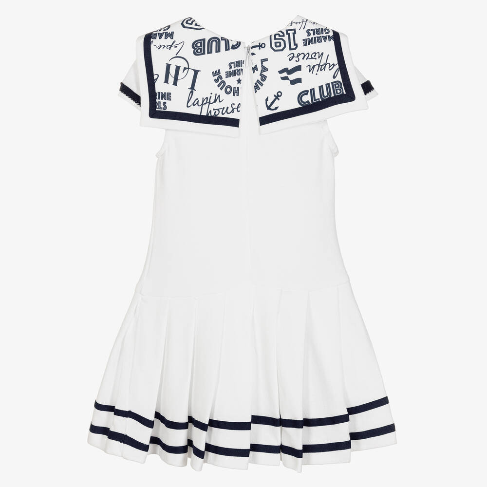 Lapin House-Белое платье из хлопкового пике в матросском стиле | Childrensalon Outlet